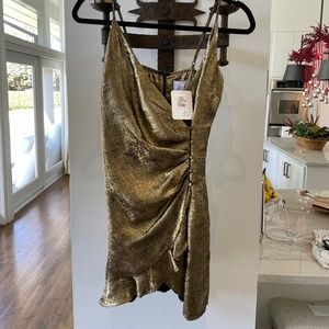 J.O.A Metallic Gold Dress